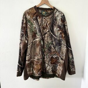 Cabela's RealTree Legacy Fleece Henley Sz 3XL Outdoor Camo Hunting Woods Lined